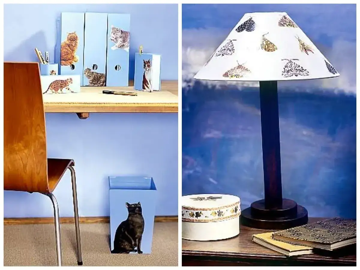 materiały do decoupage abażuru