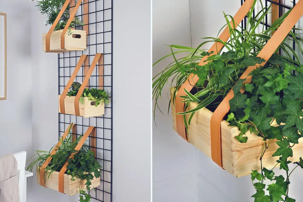 drewniany kwietnik na ścianę DIY