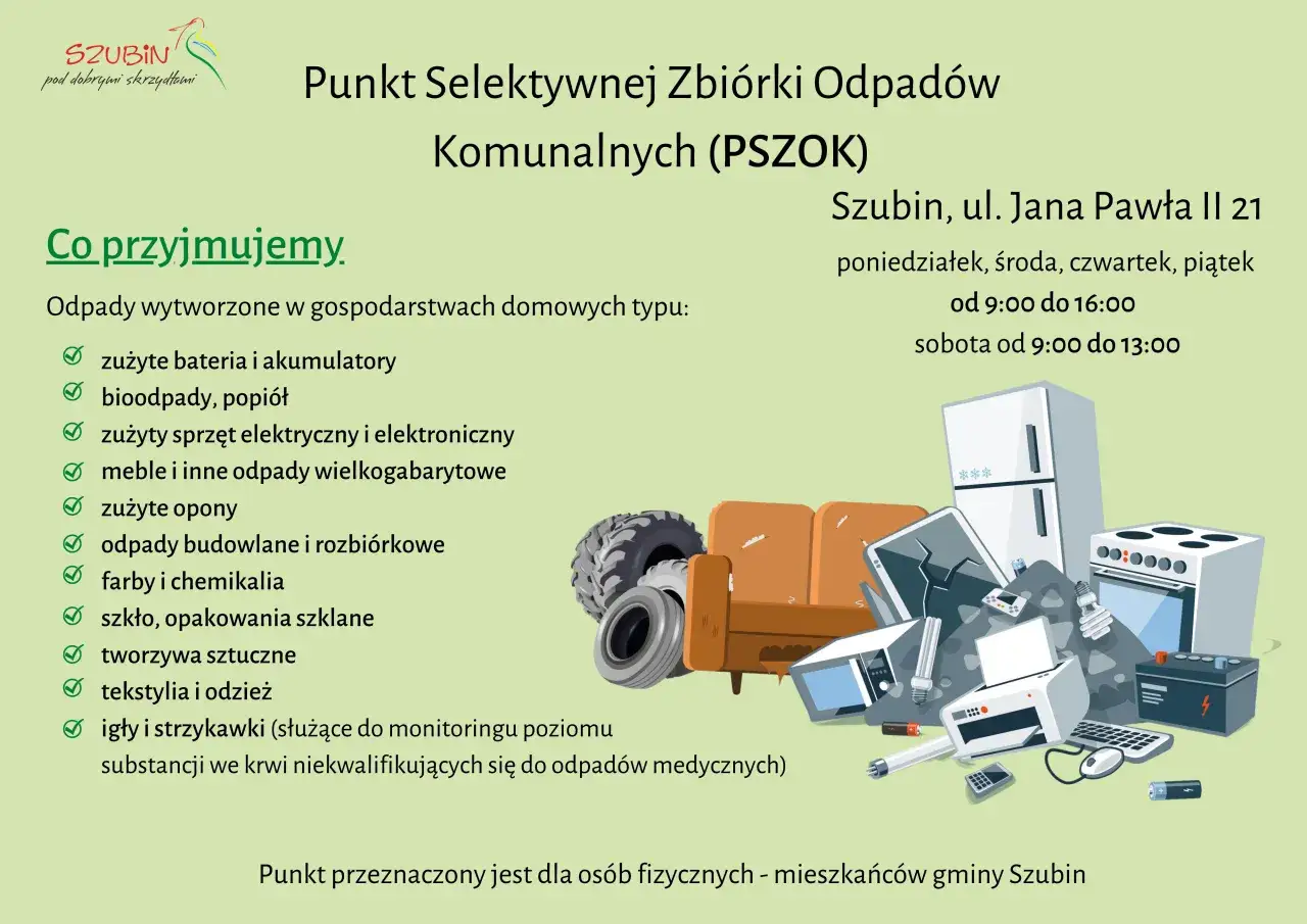 PSZOK punkt selektywnej zbi&oacute;rki odpad&oacute;w komunalnych